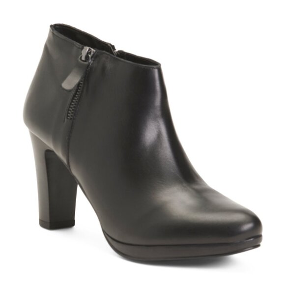 NEW  RIZZOLI Leather Heeled Ankle Booties With Lateral Zip black 269tn - Picture 1 of 5